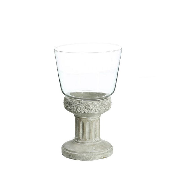 Portavelas cristal y cemento - Brocantia