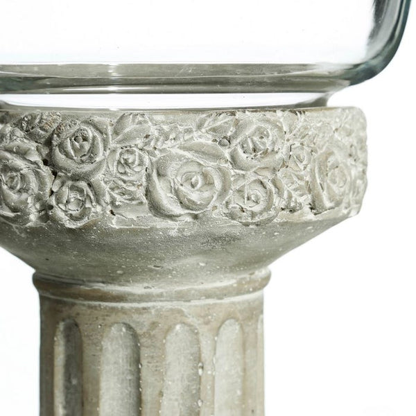 Portavelas cristal y cemento - Brocantia