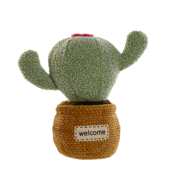 Sujetapuertas cactus de tela con maceta welcome Brocantia decoración hogar Oviedo.