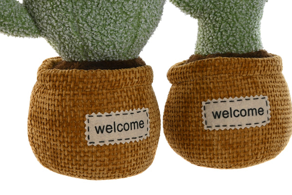 Detalle maceta tela tejida cactus welcome Brocantia tienda objetos singulares.