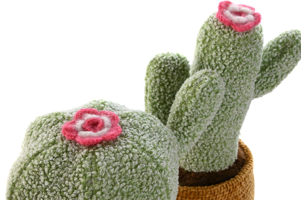 Flor tejida en cactus de tela sujetapuertas Brocantia decoración vintage.