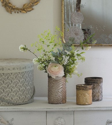 Portavelas Jardín de invierno rosado grande Brocantia